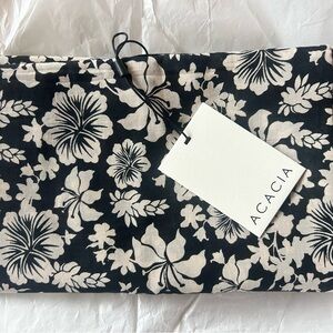 Acacia Swimwear Black and Cream Floral Sarong